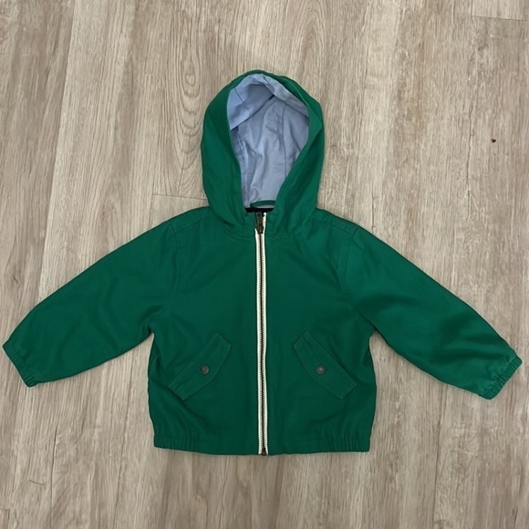 Janie and Jack Jacket & Hood Kids Size 18-24 Mos. Cotton Green Zipper - Picture 2 of 10